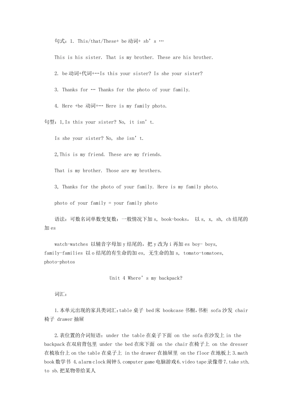 初一上学期英语语法句型知识点概括_第3页