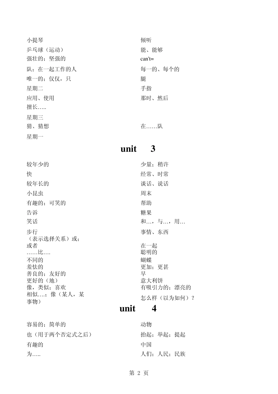 初一上英语单词_第2页