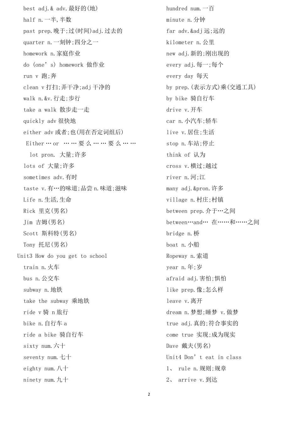 初一下学期英语单词_第2页