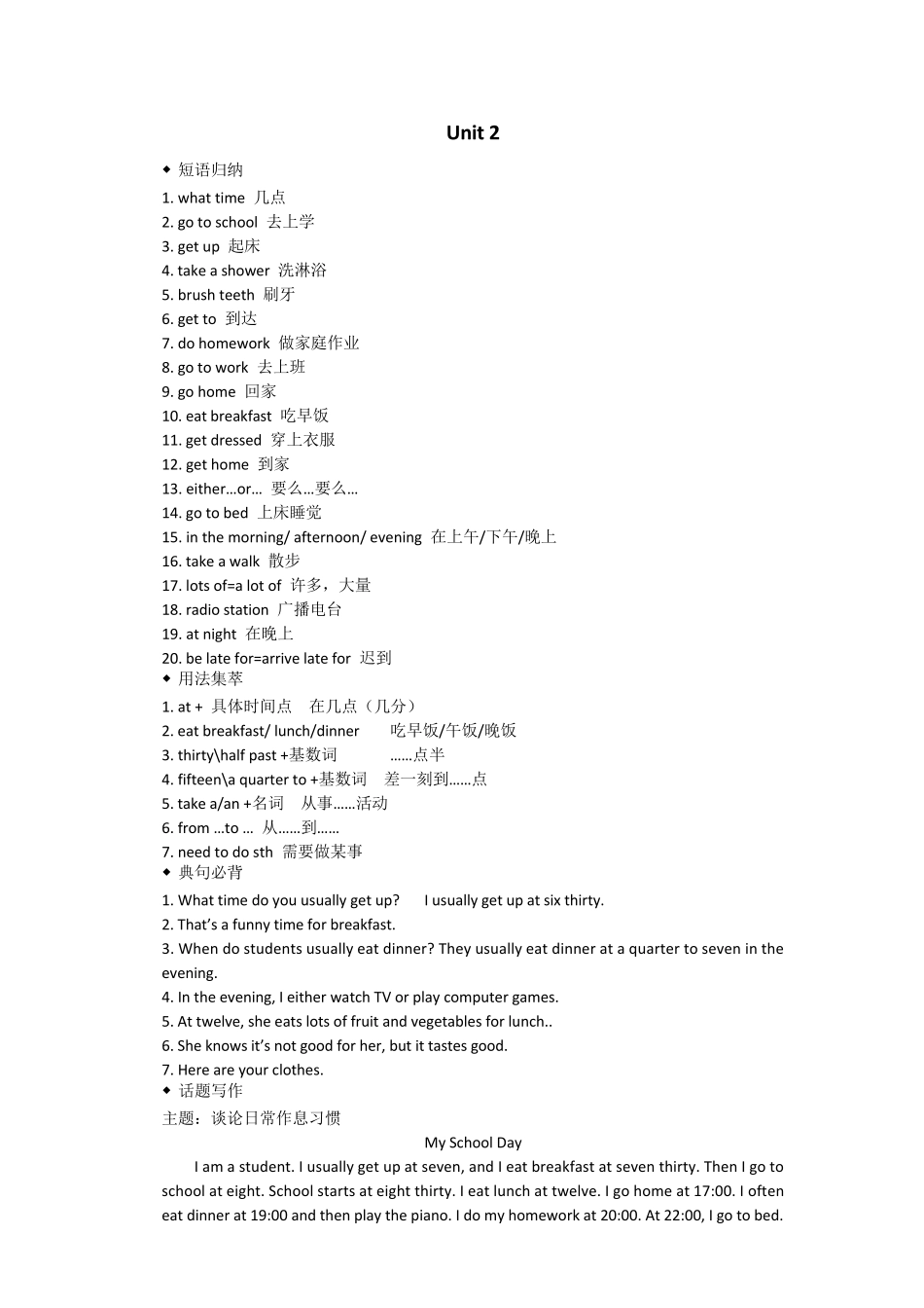 初一下学期英语重点知识点归纳总结_第3页