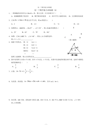 初一下数学能力训练题(A)