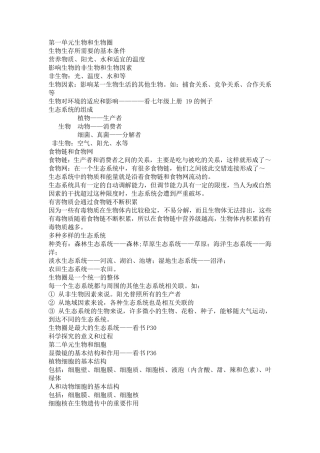 初一初二生物知识点