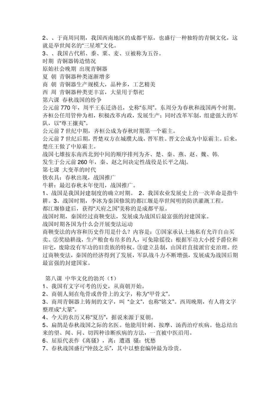 初一历史上册人教版重要知识点_第2页