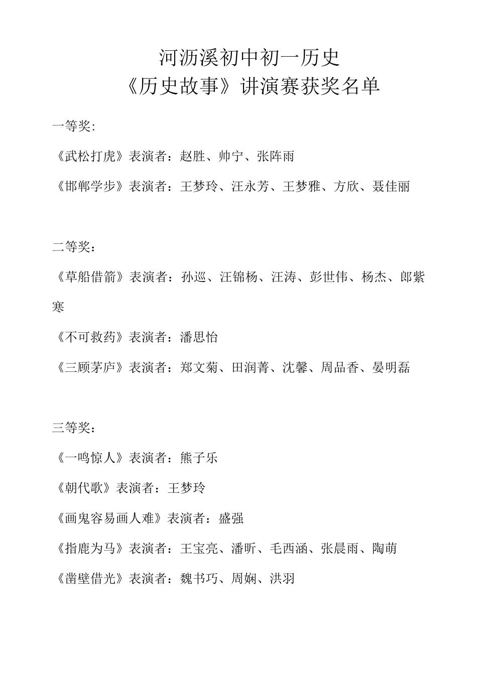 初一历史历史故事讲演活动方案_第3页