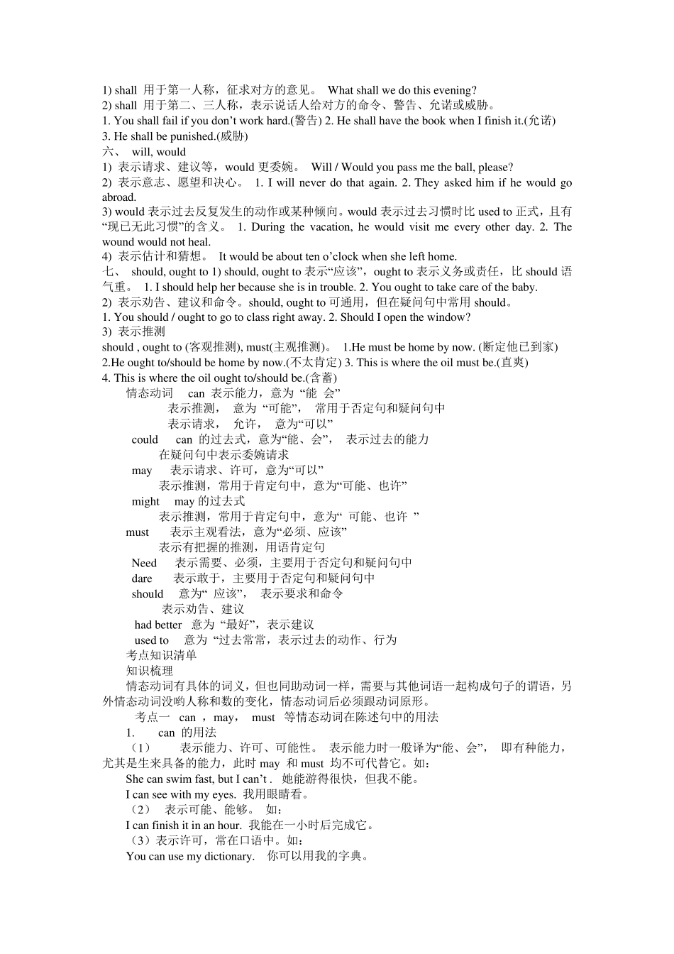 初一情态动词讲解及练习附答案_第2页