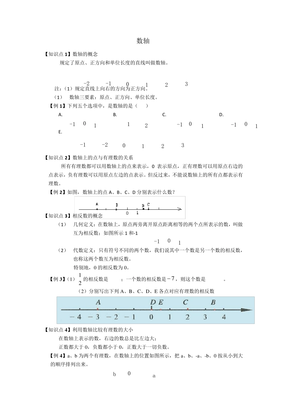 初一数学数轴及绝对值_第1页