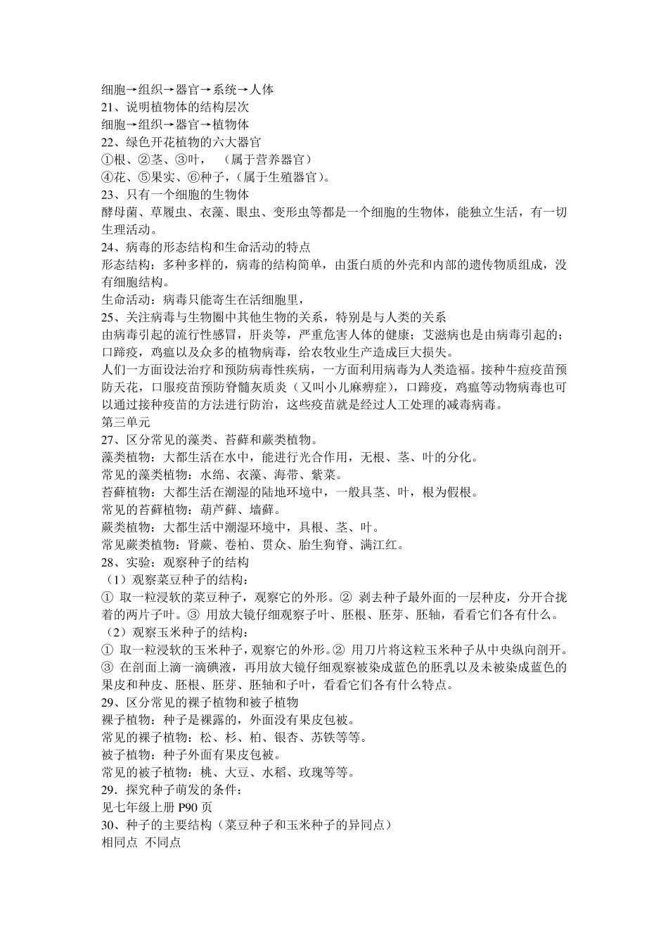 初一生物知识点总结_第3页
