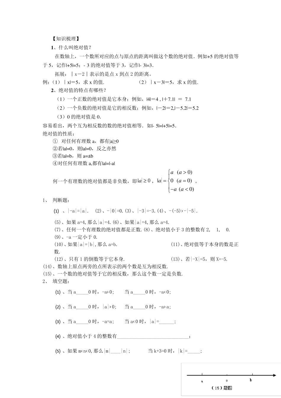 初一绝对值专项练习_第1页