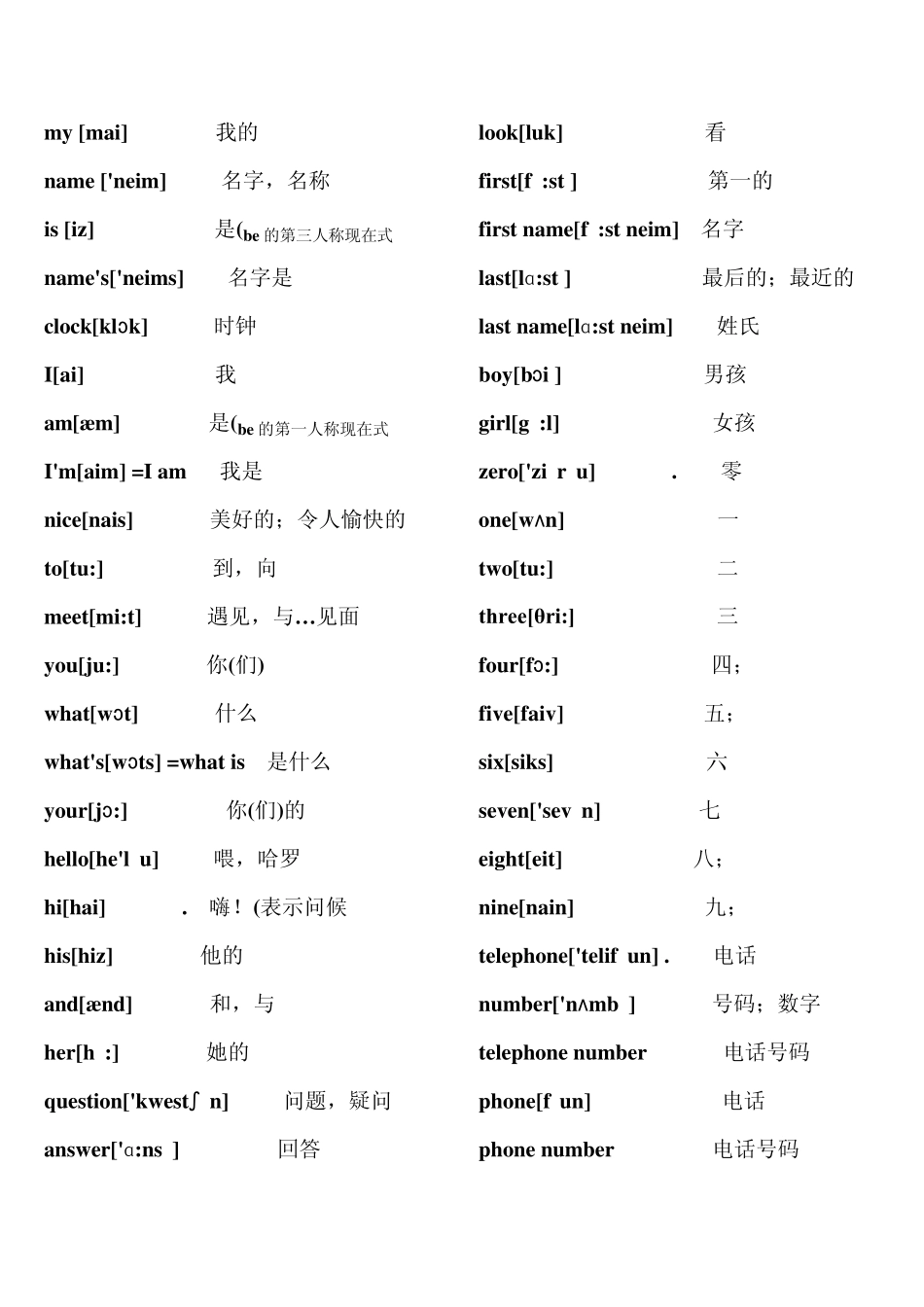 初一英语(上册)词汇表(带音标)_第1页