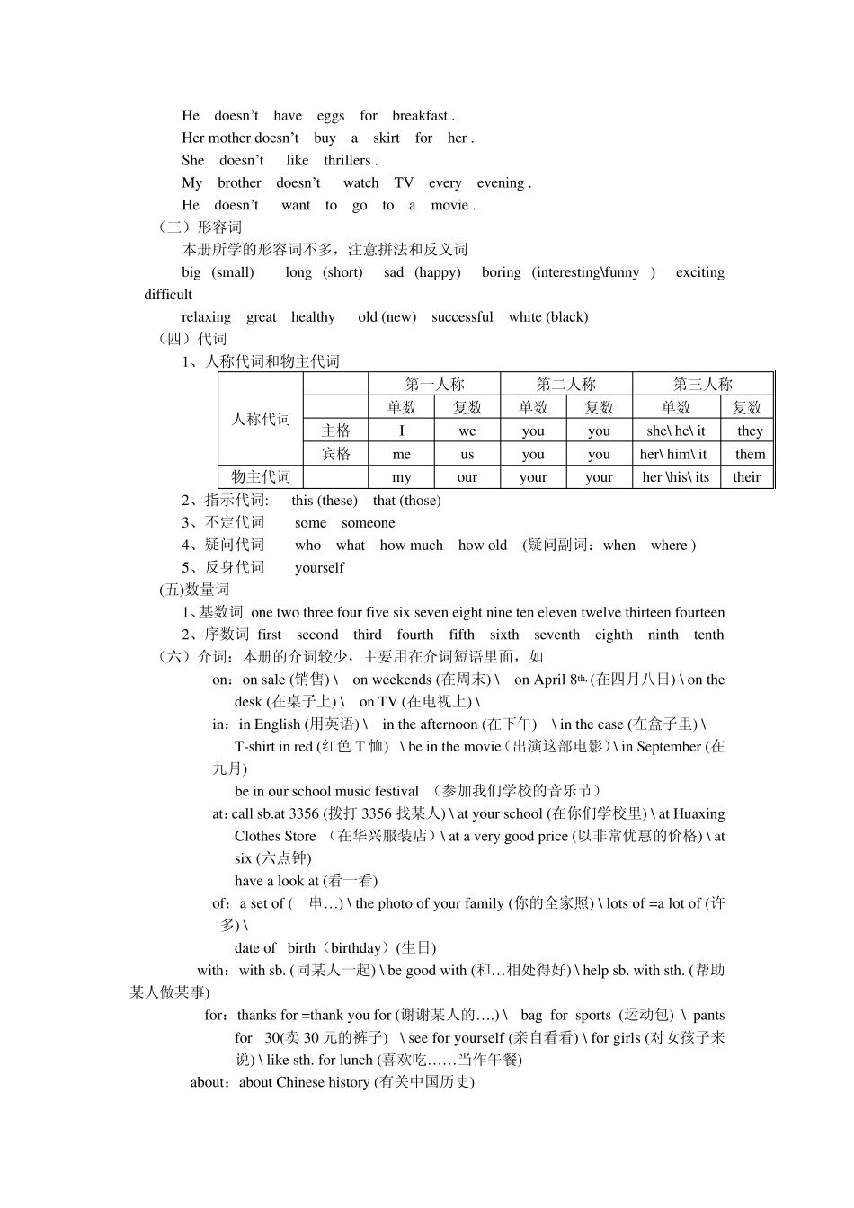 初一英语上册知识点归纳与总结1_第3页