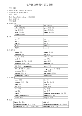 初一英语人教版(新目标)上学期期中复习：知识点归纳
