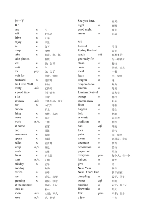 初一英语单词表