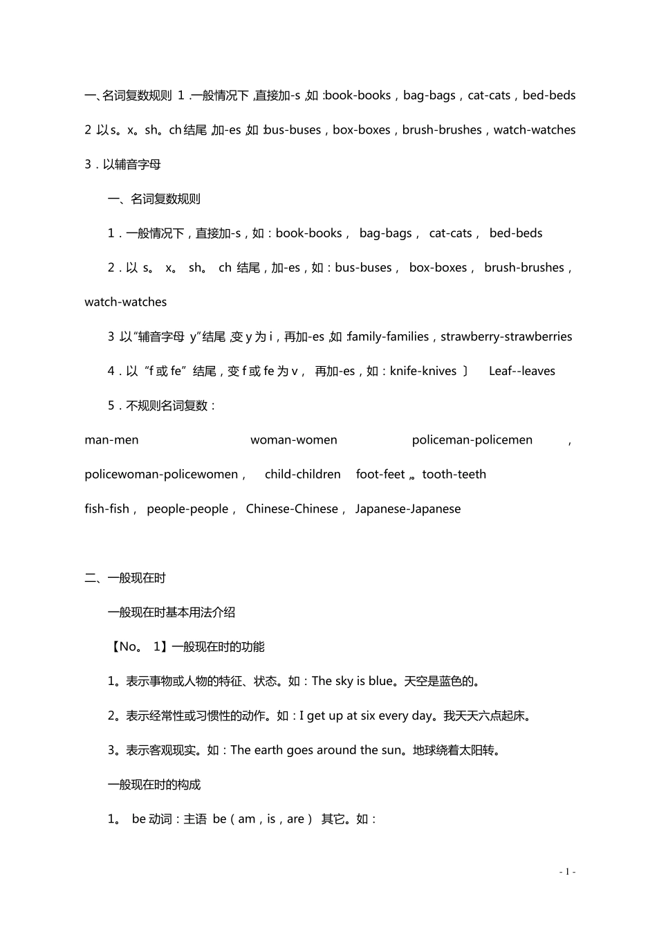初一英语重要知识点_第1页