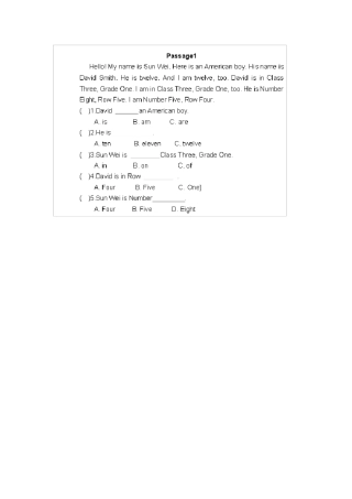 初一英语阅读40篇