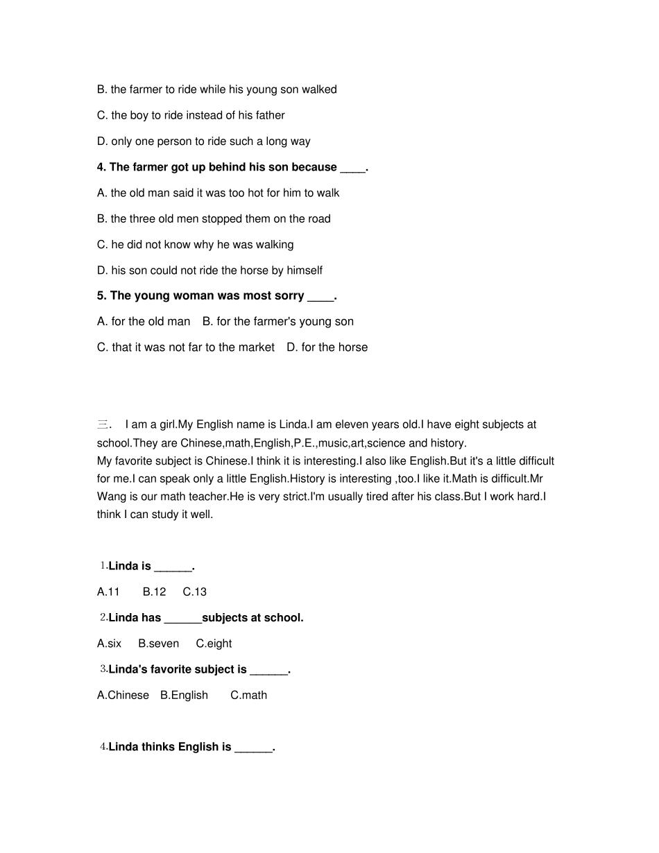 初一英语阅读理解_第3页