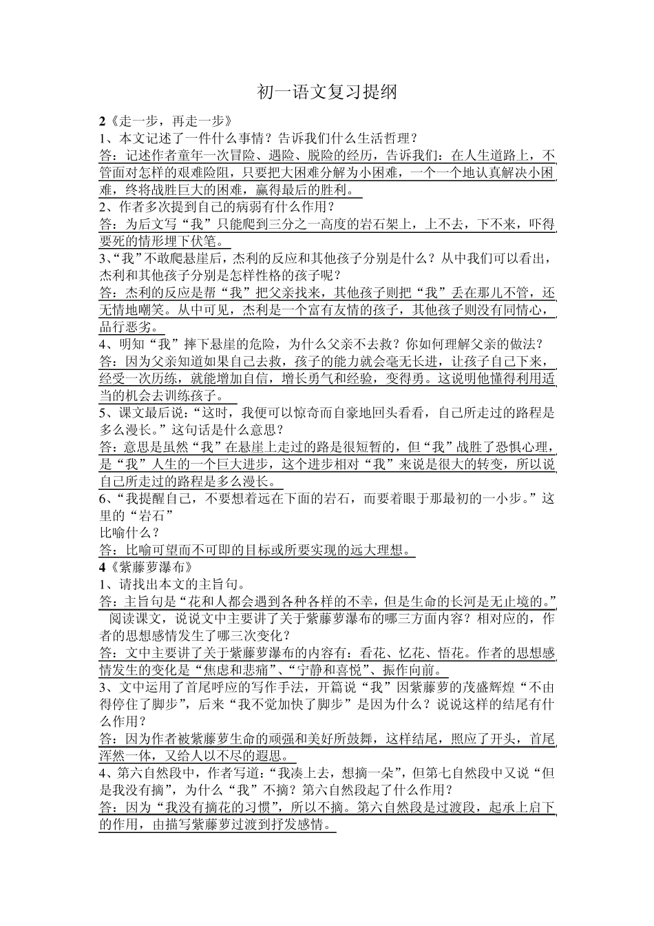 初一语文复习提纲_第1页