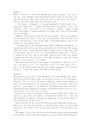 初三上英语课文M1M12原文_外研版