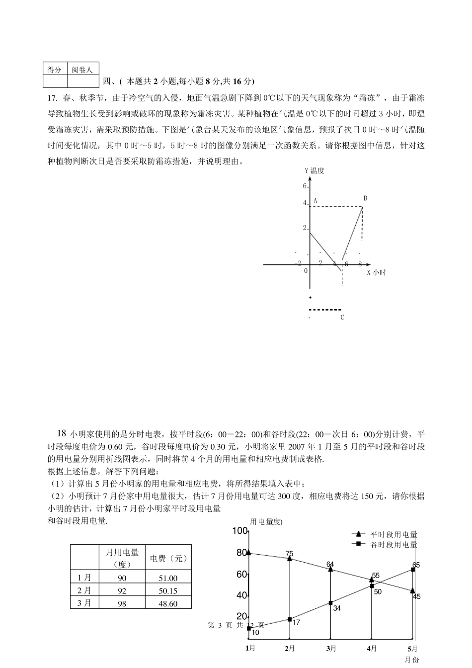 初三中考模拟数学试卷(沪科版)_第3页