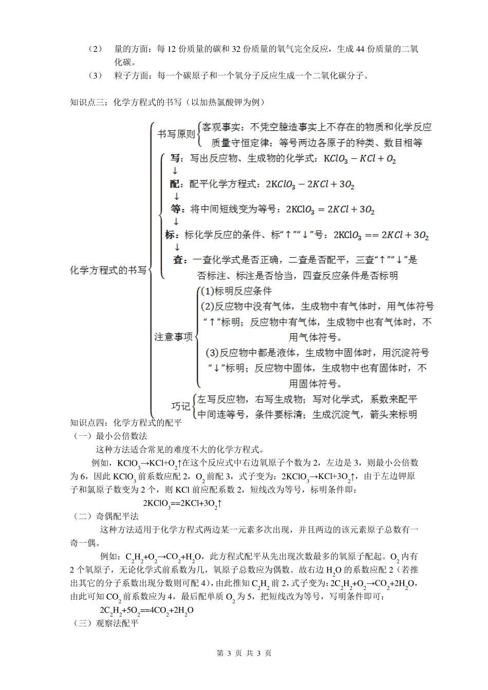 初三化学人教版第五单元化学方程式知识点和习题_第3页