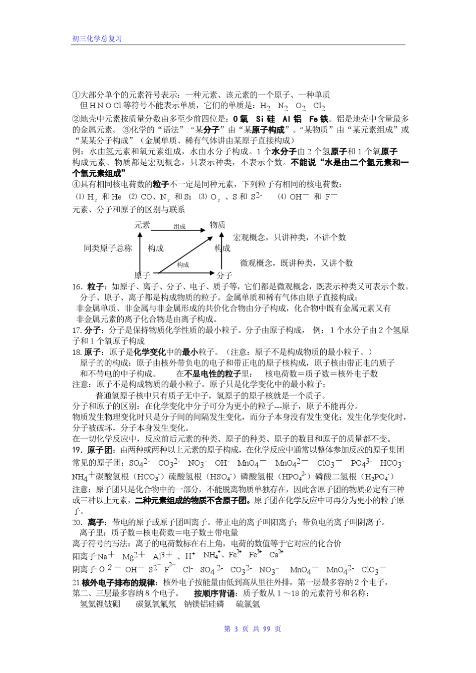 初三化学全册总复习(教案及练习答案)_第3页