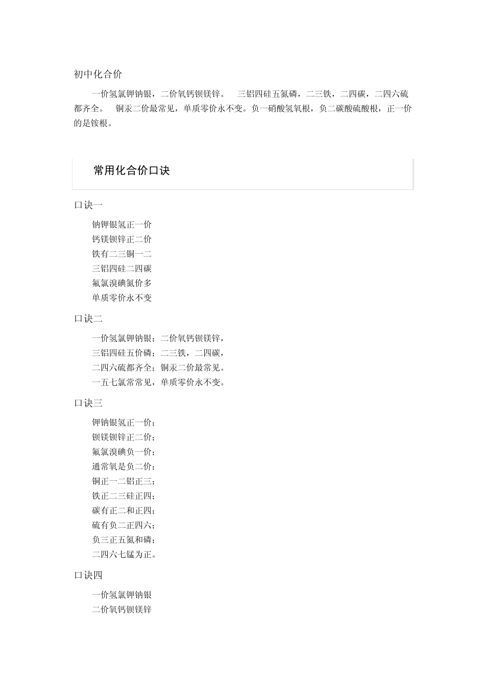 初三化学化合价口诀_第1页