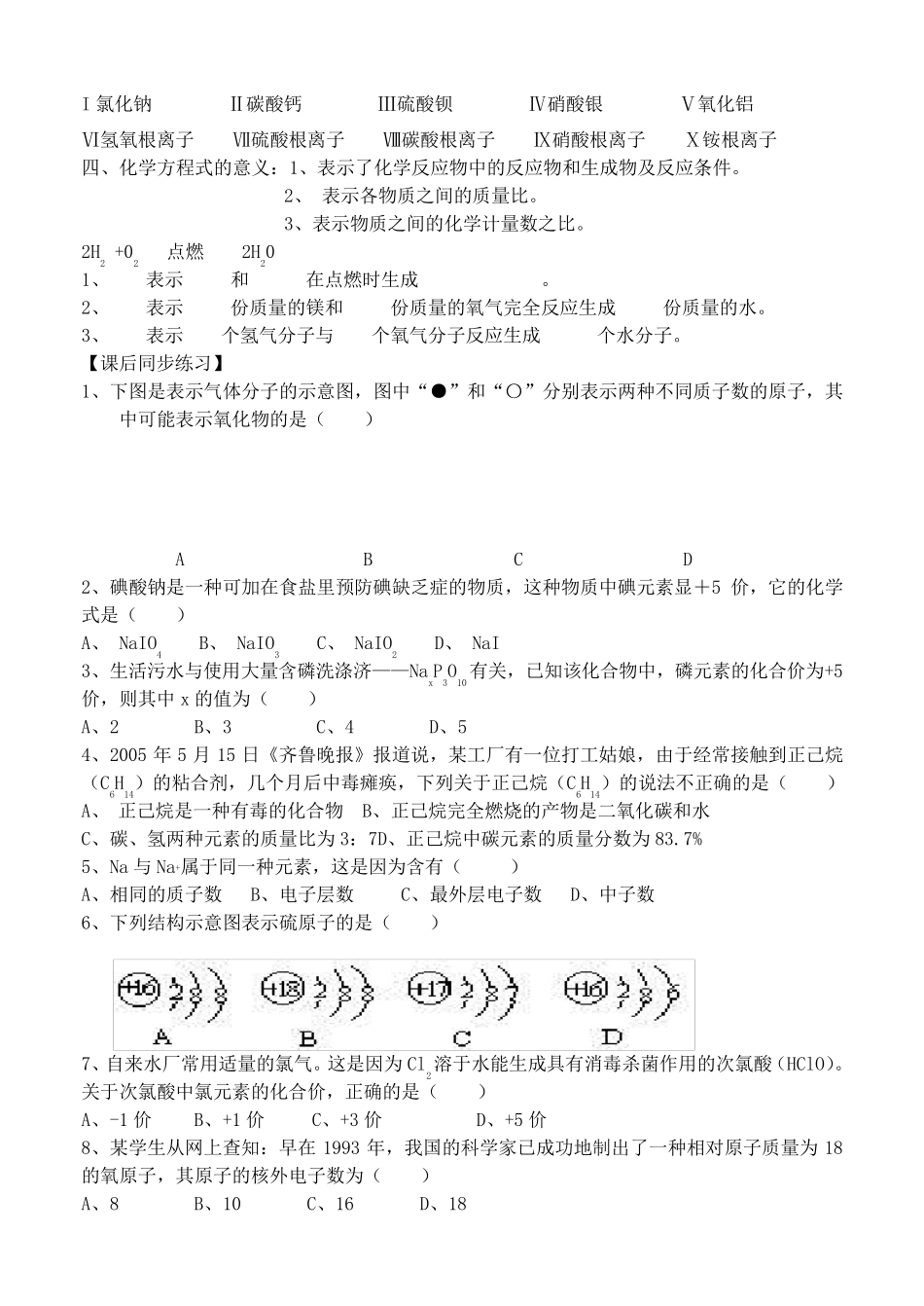 初三化学化学用语专题复习_第3页