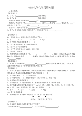初三化学化学用语专题复习