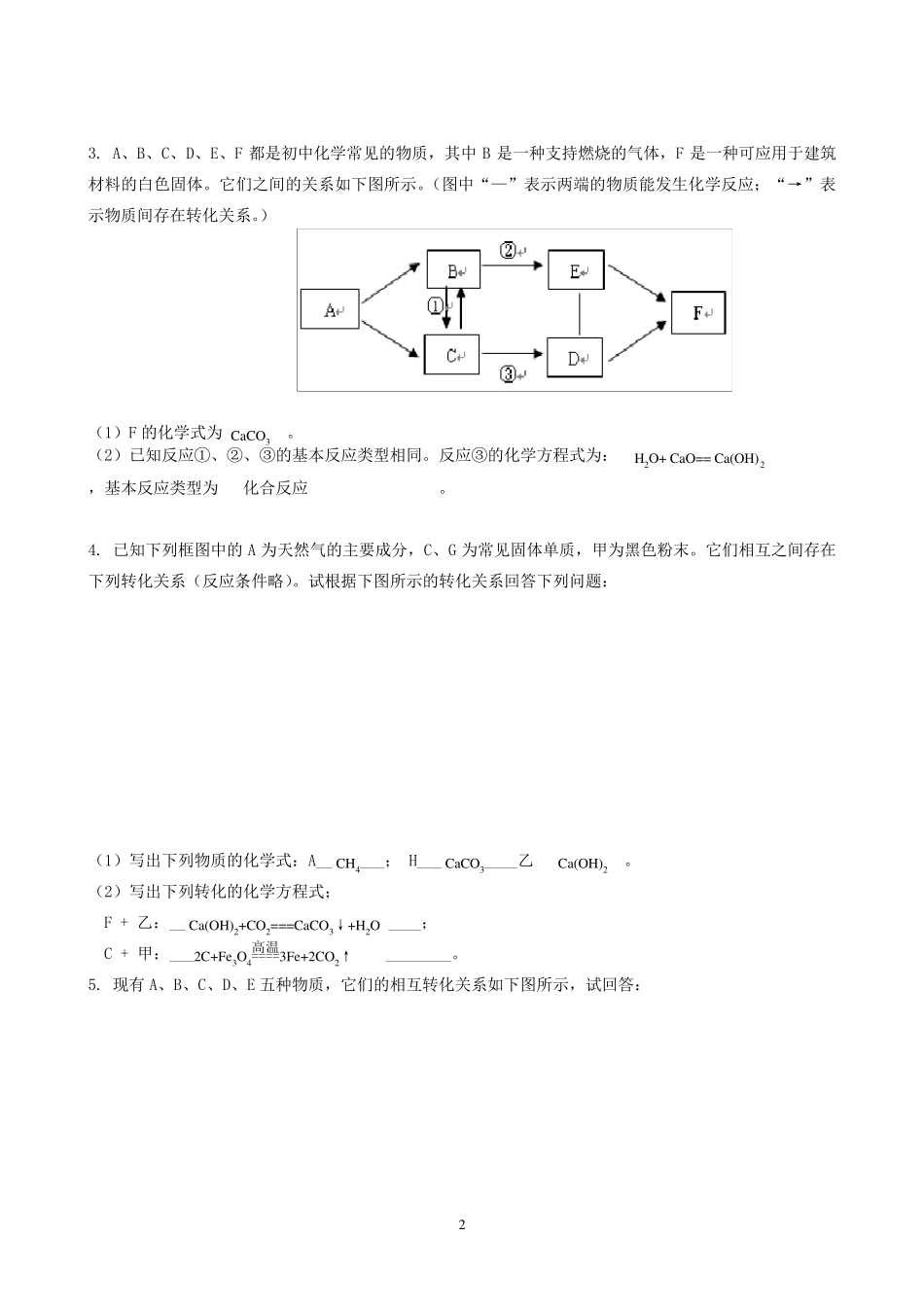 初三化学复习专题：框图型推断题_第2页