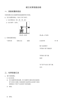 初三化学实验总结及化学方程式汇总