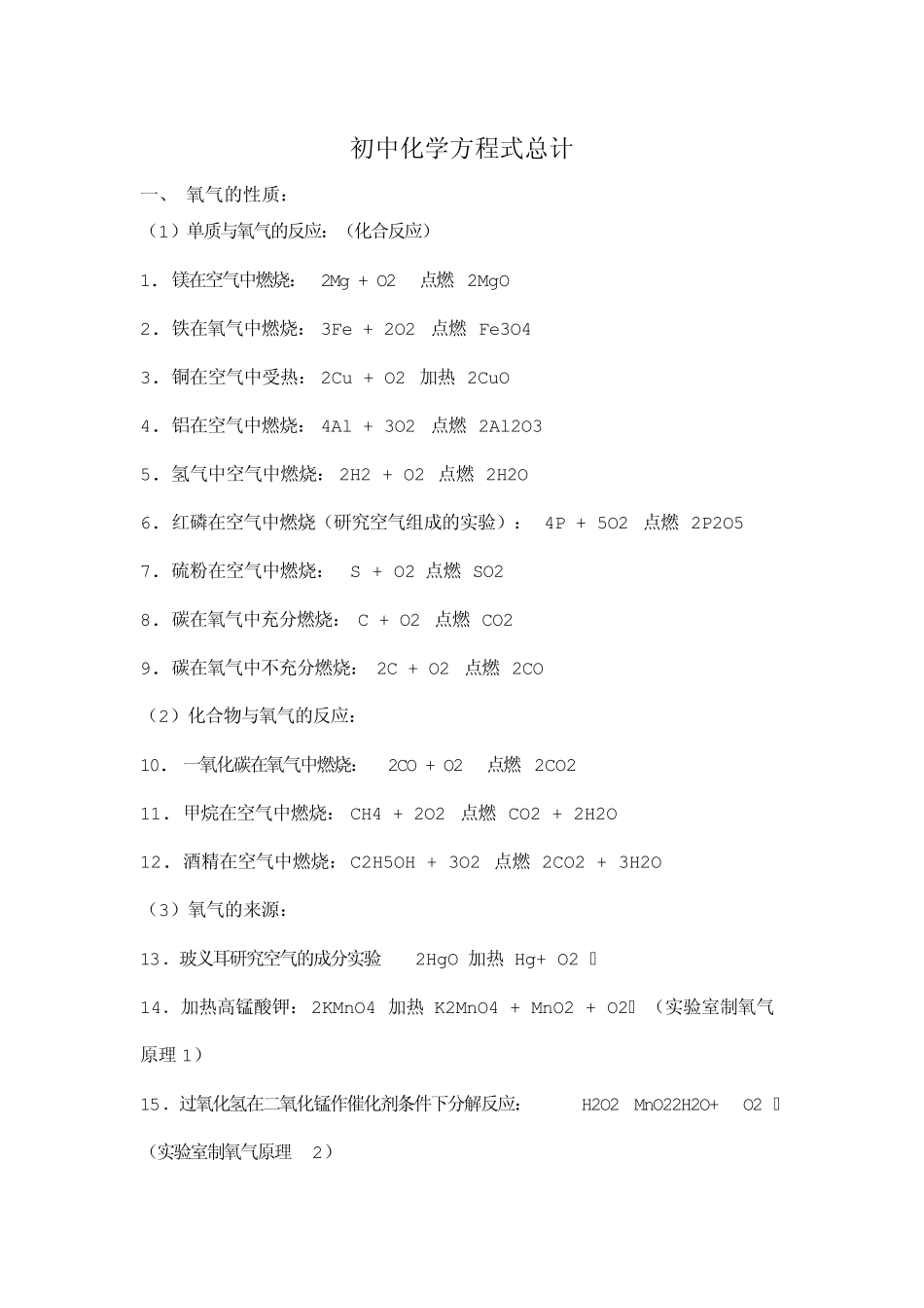 初三化学方程式总结_第1页