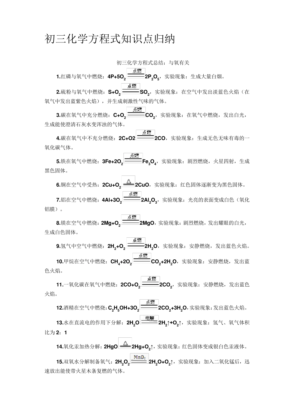 初三化学方程式知识点归纳_第1页