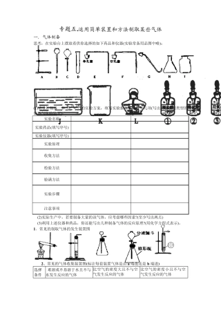 初三化学气体制取专题