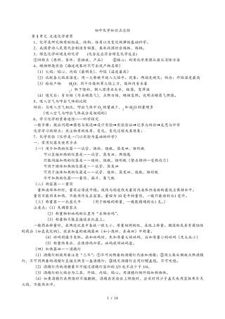 初三化学知识点总结归纳