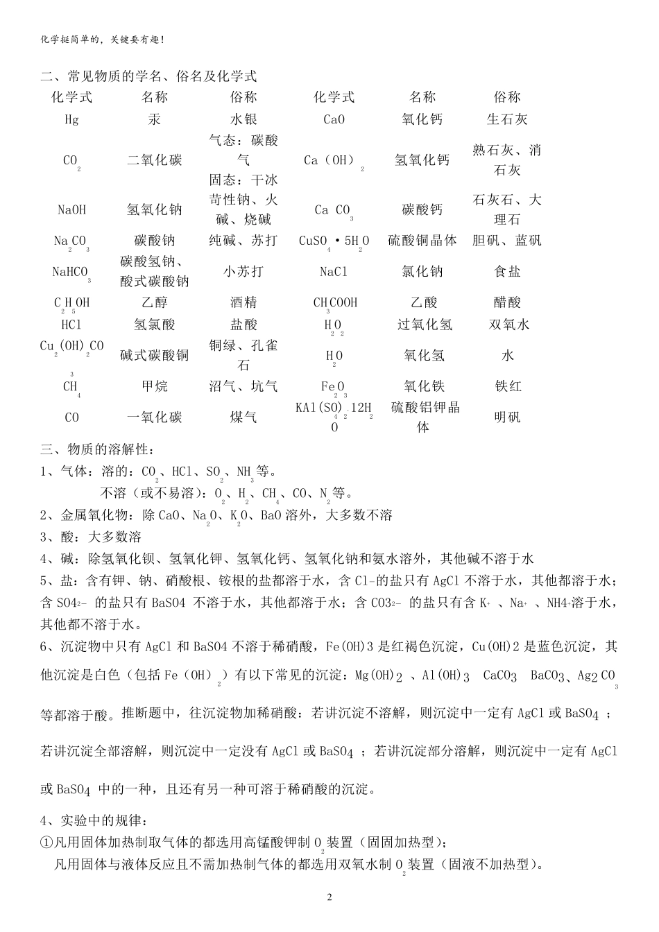 初三化学知识点汇总(记忆篇)_第2页