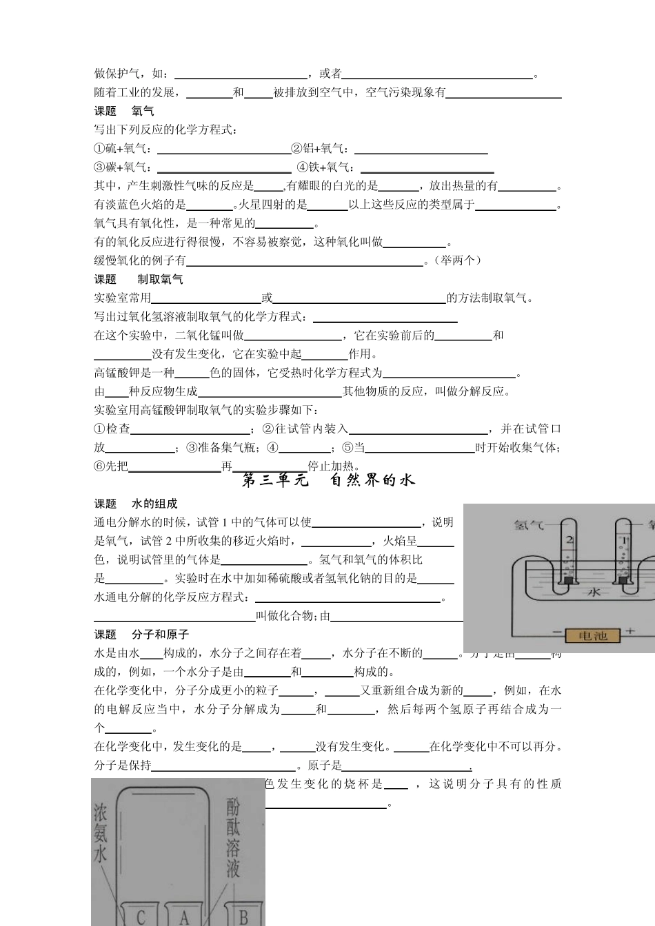 初三化学章节知识点填空复习题_第2页