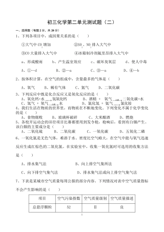 初三化学第二单元测试题2