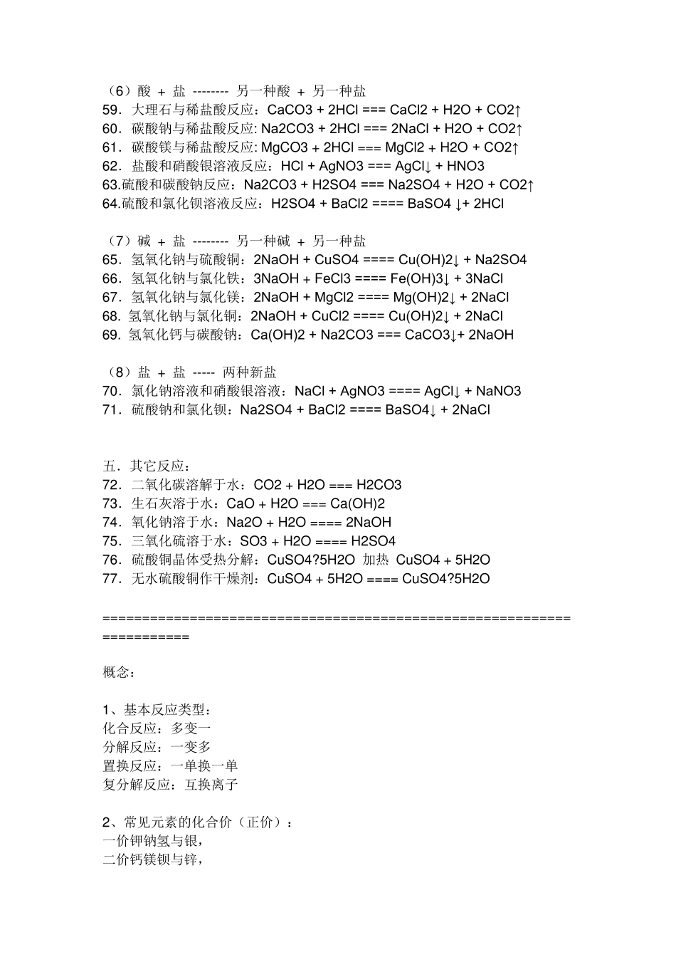 初三化学酸碱盐方程式_第3页
