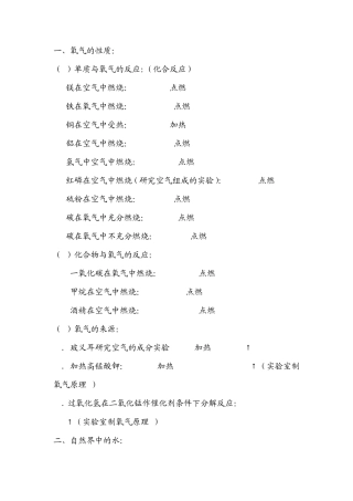 初三所有化学式和文字表达式