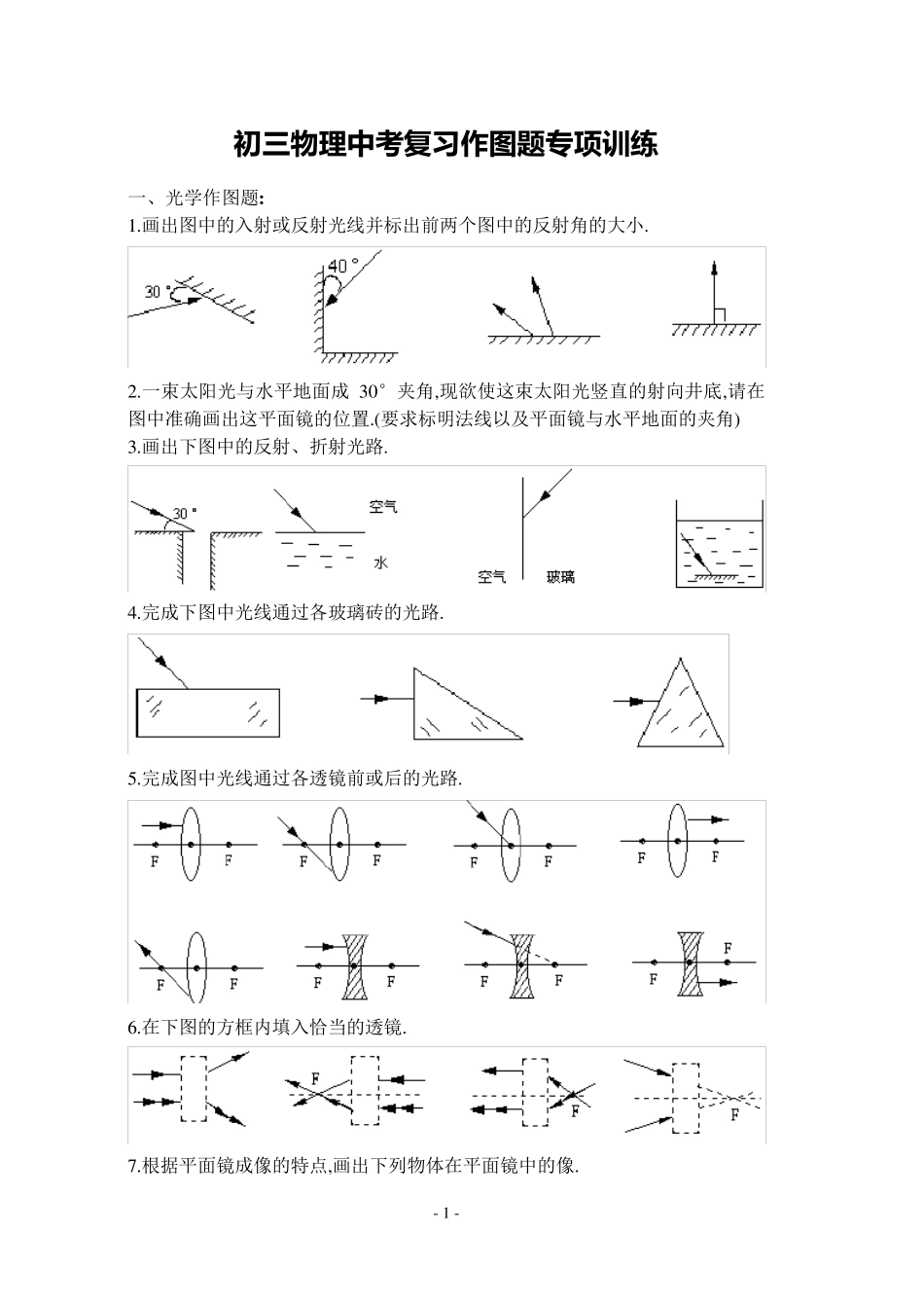 初三物理中考复习作图题专项训练_第1页
