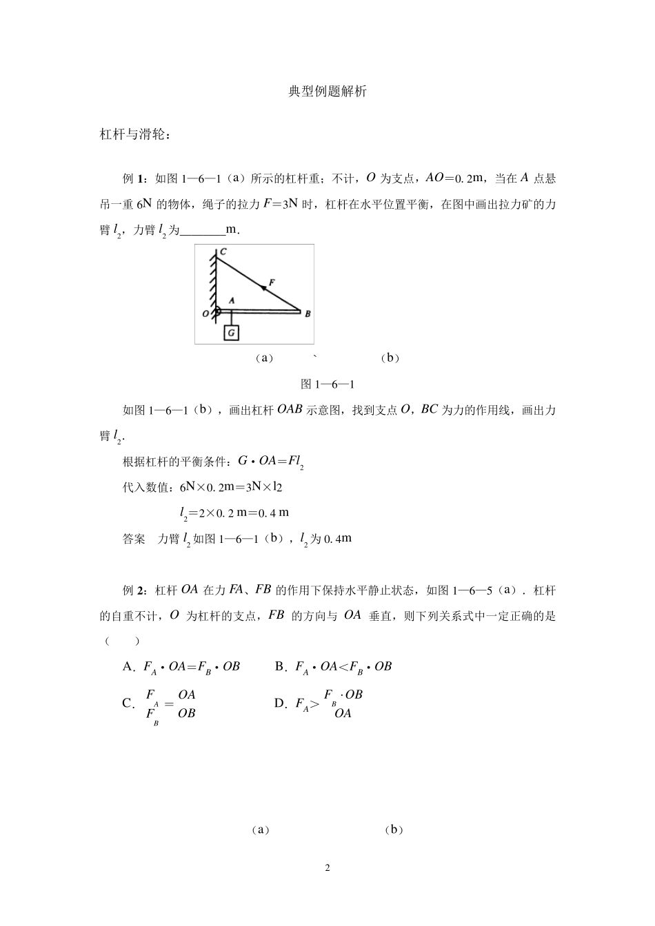 初三物理杠杆,滑轮及功,机械效率经典例题_第2页