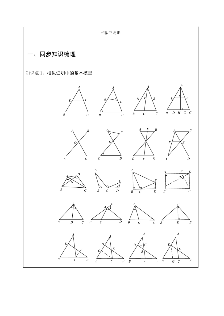 初三相似三角形的基本模型_第1页
