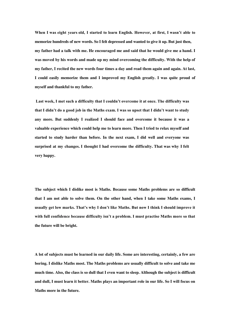 初三英语作文优秀学生习作_第1页