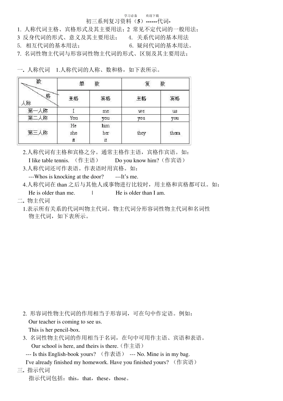 初三英语复习资料_第1页
