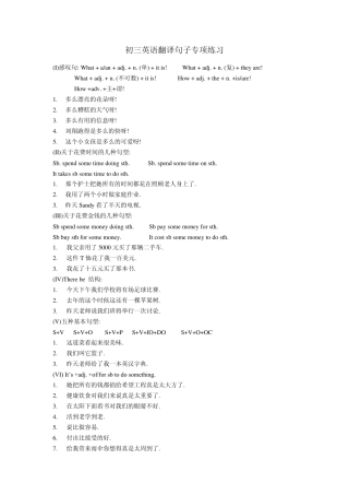初三英语翻译句子专项练习