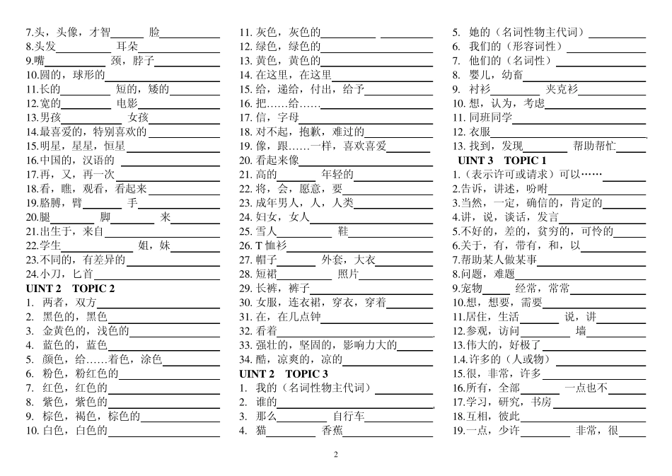 初三英语词汇总复习_第2页