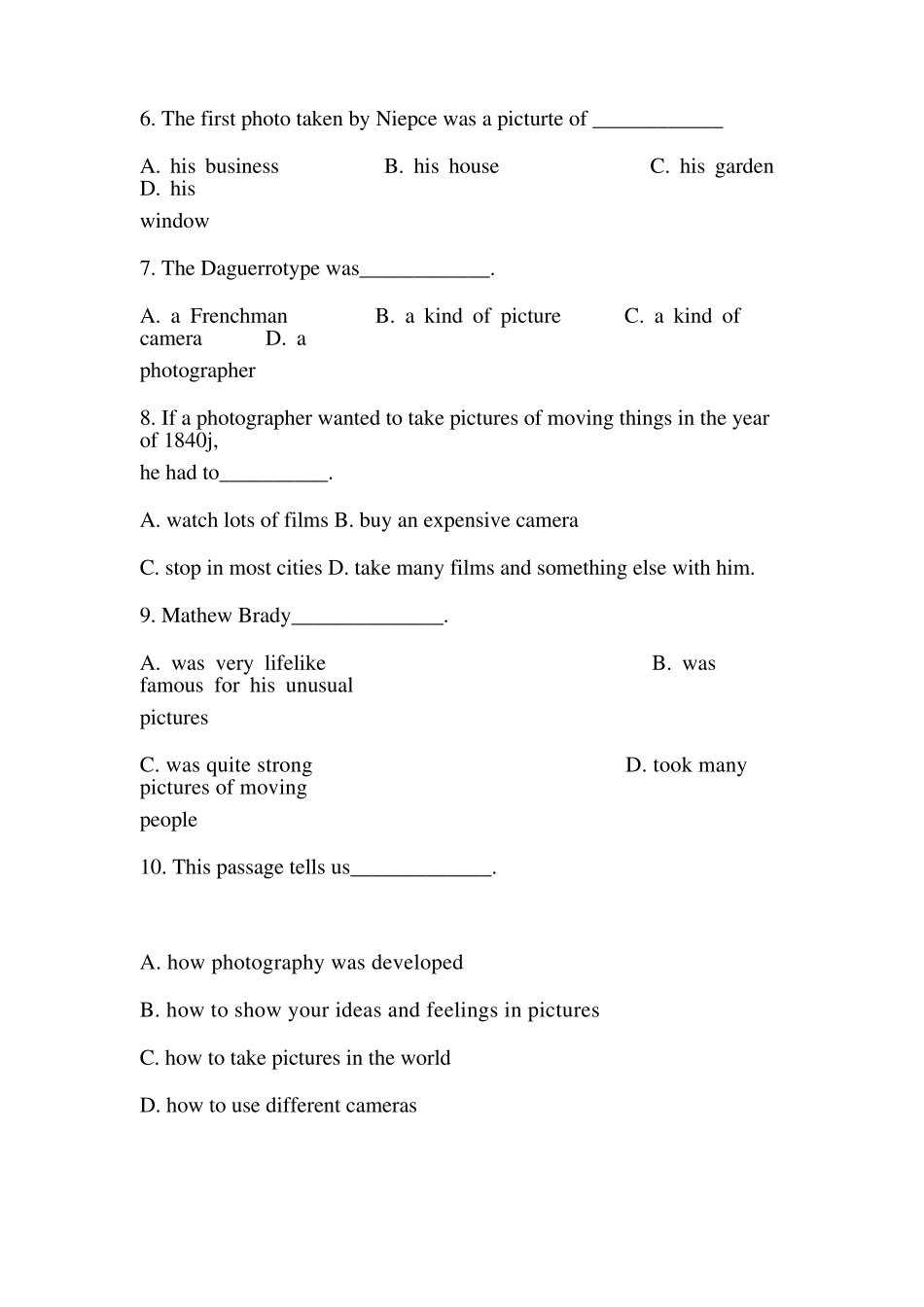 初三英语阅读理解专项训练_第3页