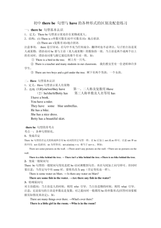 初中therebe句型与have的各种形式的区别及配套练习