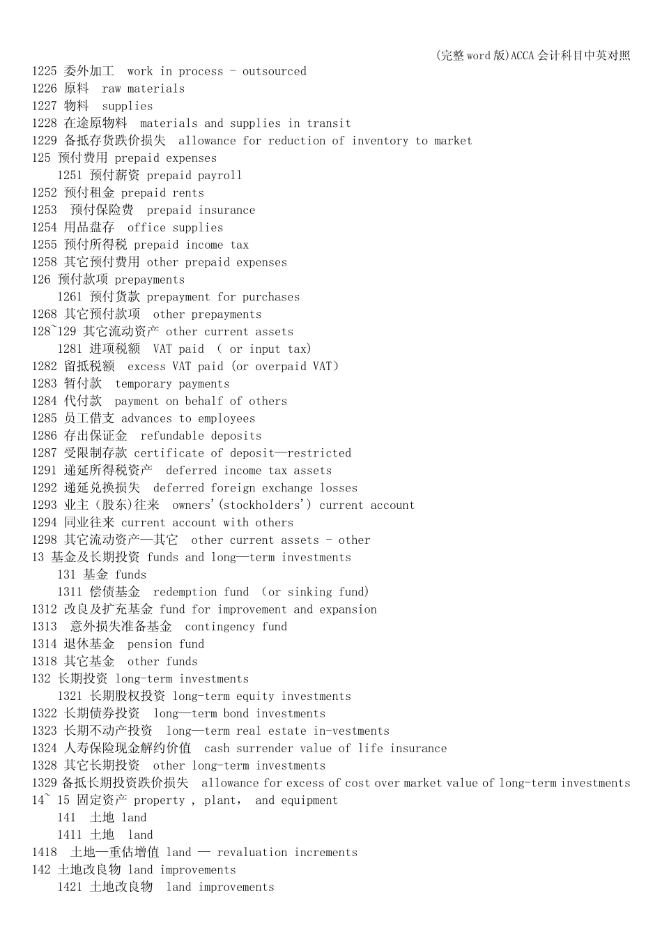 (完整word版)ACCA会计科目中英对照_第2页