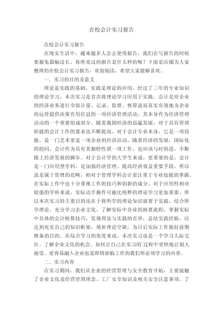 在校会计实习报告