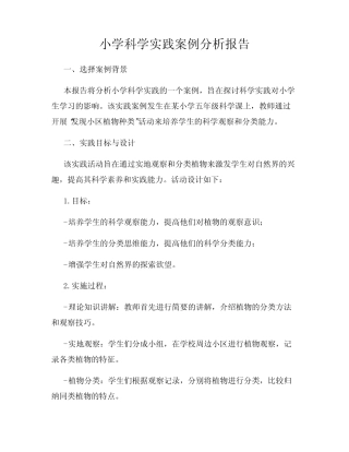 小学科学实践案例分析报告